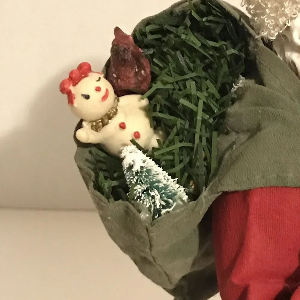 The Fabric Mache 11” Santa With Toys 1993 Christmas Tabletop Display Figure